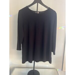 J. Jill Black Stretch Knit‎ Tunic Top XL Minimalist Soft Drape Classic